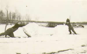 Children making snowman.  Private collection of Jim Bedson.