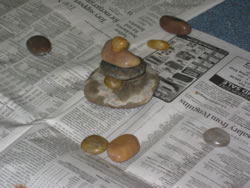 Planning the Inuksuk using stones.
