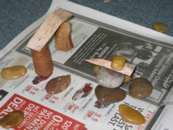 Planning the Inuksuk using stones.