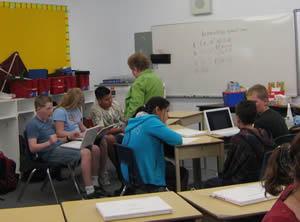 Students working on stories.